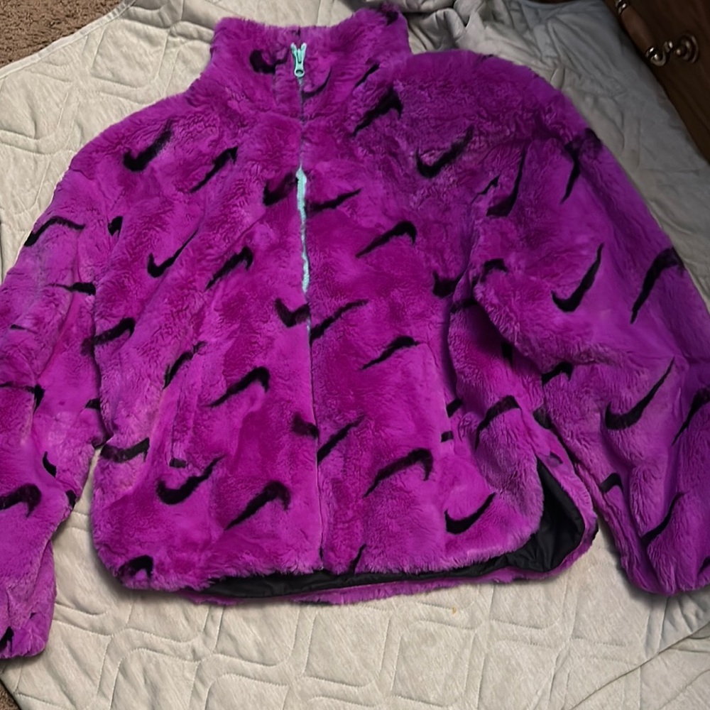 Nike Women's Purple Fuzzy Puffer Jacket